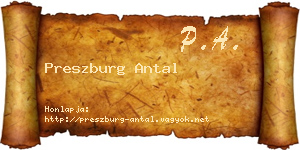 Preszburg Antal névjegykártya